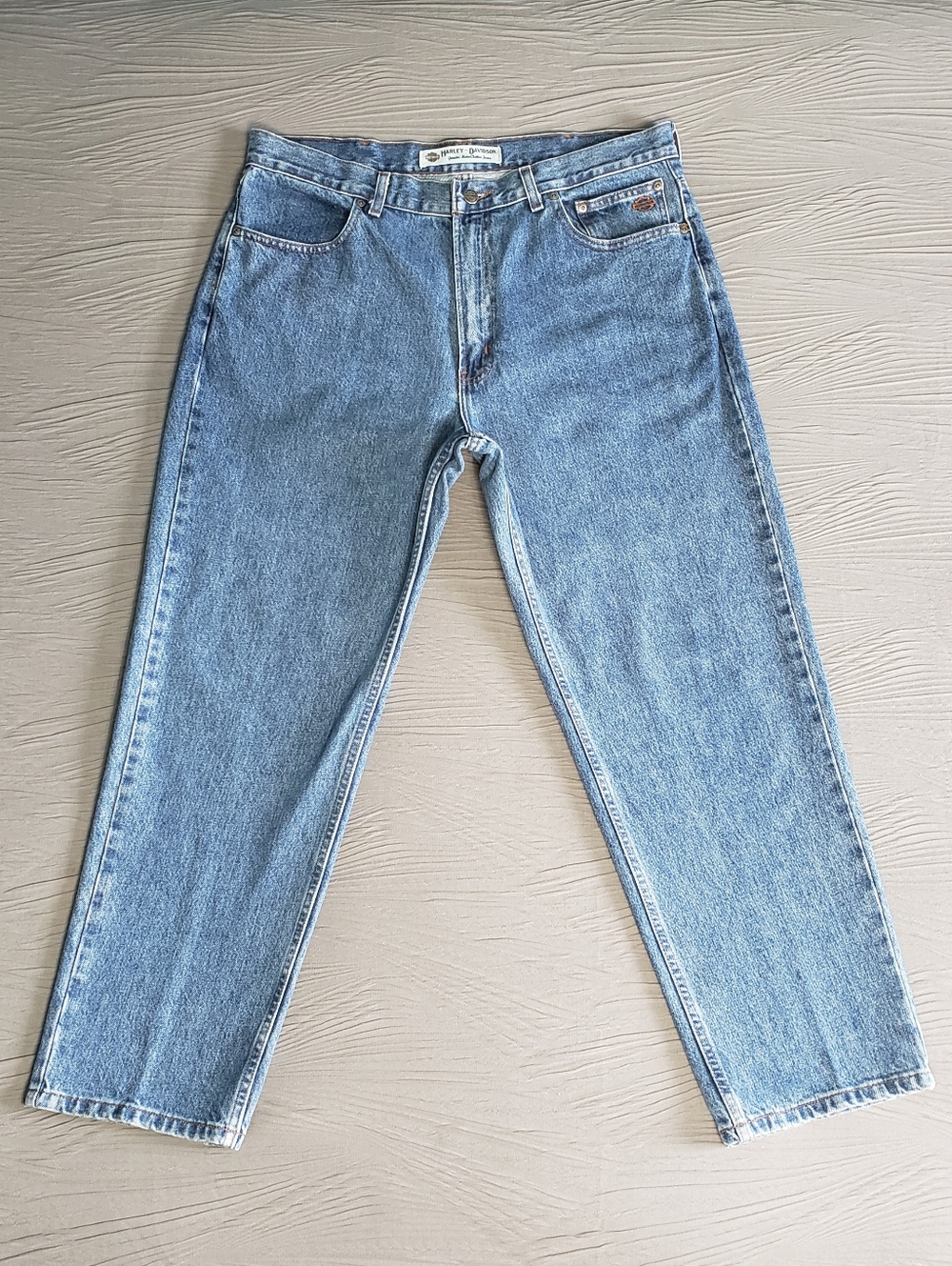 NWOT! Vtg. HARLEY-DAVIDSON Men's DMC 5-pocket Straight Leg Jeans (38x30) Blue